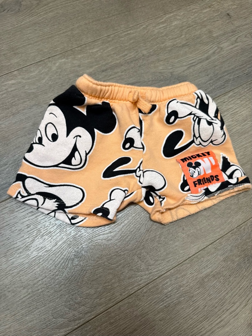 Zara Peach & Black Mickey Mouse Allover Print Kids Shorts